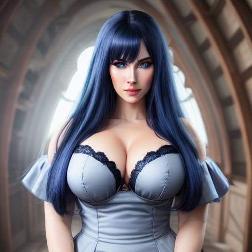  belle et avec de gros seins et des yeux bleu qui ressemble Hinata noire de peau hyperrealistic, full body, detailed clothing, highly detailed, cinematic lighting, stunningly beautiful, intricate, sharp focus, f/1. 8, 85mm, (centered image composition), (professionally color graded), ((bright soft diffused light)), volumetric fog, trending on instagram, trending on tumblr, HDR 4K, 8K