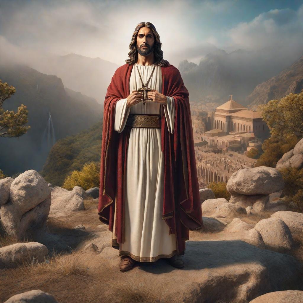  Cara de Jesucristo hyperrealistic, full body, detailed clothing, highly detailed, cinematic lighting, stunningly beautiful, intricate, sharp focus, f/1. 8, 85mm, (centered image composition), (professionally color graded), ((bright soft diffused light)), volumetric fog, trending on instagram, trending on tumblr, HDR 4K, 8K