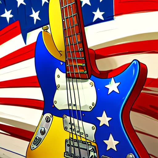  American Flag with electric guitar