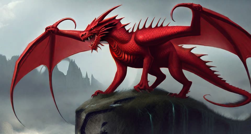  fantasy art, A red dragon