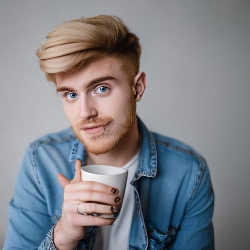 portrait+ style british queer youtuber blonde very cute dude face