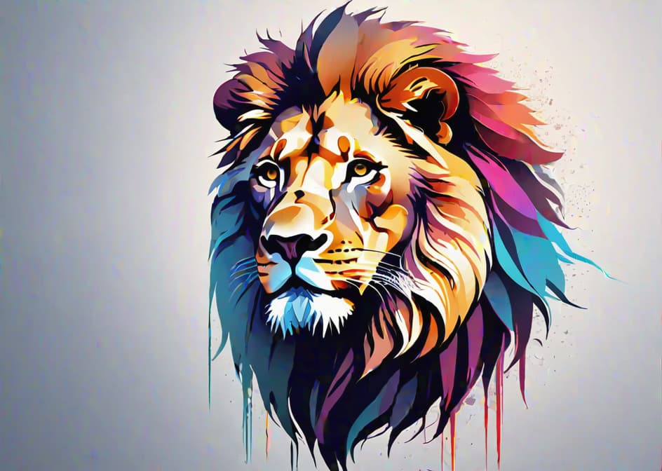  SVG vector, lion head, abstract background, left composition hyperrealistic, full body, detailed clothing, highly detailed, cinematic lighting, stunningly beautiful, intricate, sharp focus, f/1. 8, 85mm, (centered image composition), (professionally color graded), ((bright soft diffused light)), volumetric fog, trending on instagram, trending on tumblr, HDR 4K, 8K