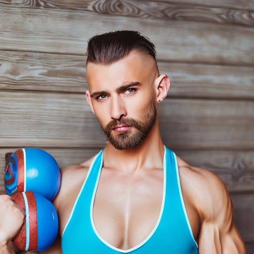 portrait+ style russian queer fitness instructor brunette very cute dude face