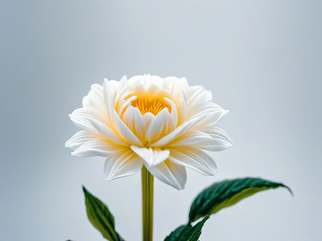  An ultradetailed closeup image of a delicate, intricately sculpted sugar flower made entirely from ecofriendly materials, showcasing the fine details and craftsmanship involved in creating sustainable sugar art. The flower is elegantly displayed on a simple, clean white background, emphasizing the beauty and ecofriendly nature of using alternative materials in sugar sculpting. hyperrealistic, full body, detailed clothing, highly detailed, cinematic lighting, stunningly beautiful, intricate, sharp focus, f/1. 8, 85mm, (centered image composition), (professionally color graded), ((bright soft diffused light)), volumetric fog, trending on instagram, trending on tumblr, HDR 4K, 8K