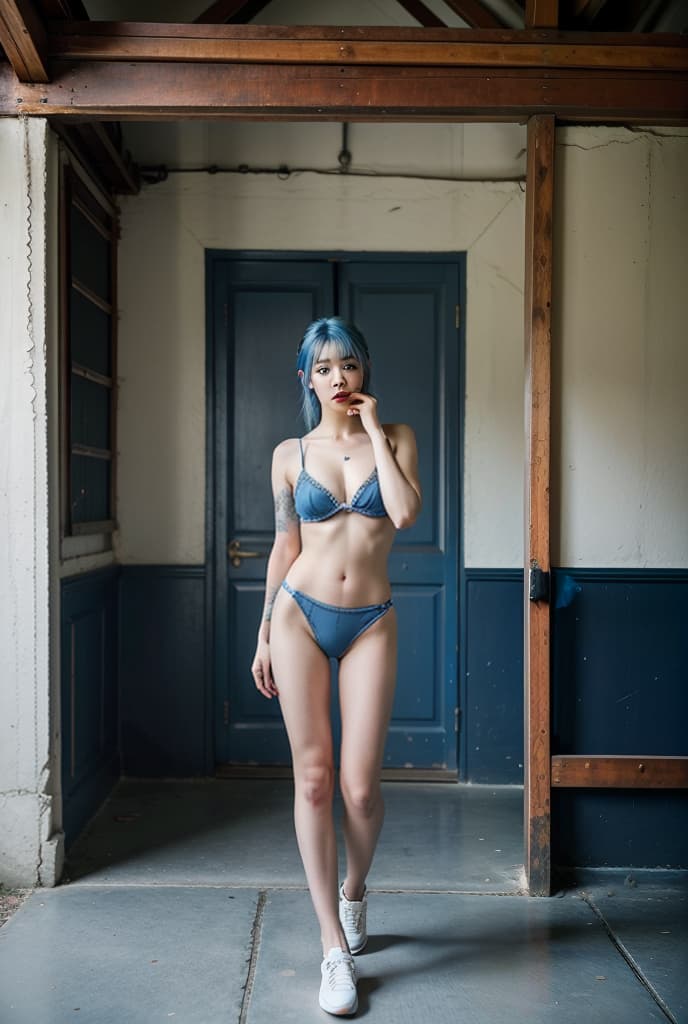  A blue hair woman,ADVERTISING PHOTO,high quality, good proportion, masterpiece ,, The image is captured with an 8k camera and edited using the latest digital tools to produce a flawless final result.