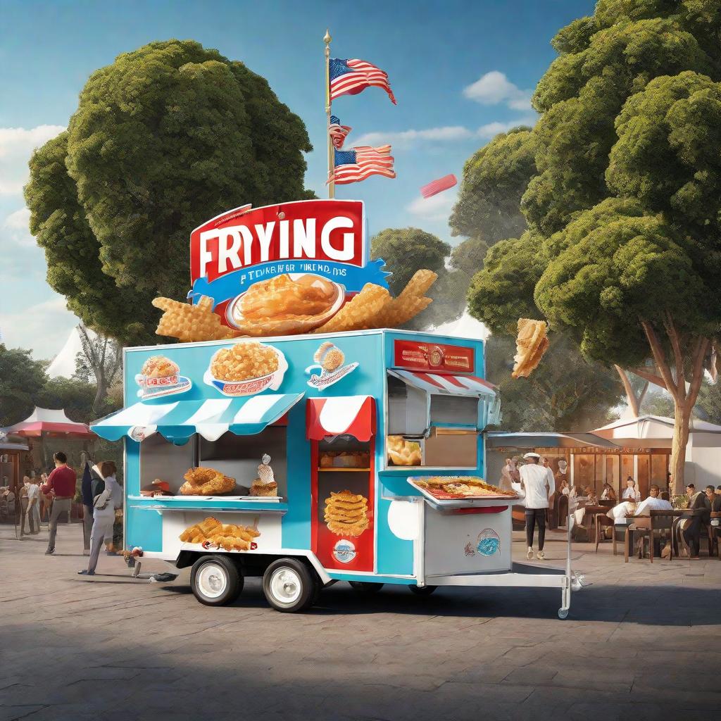  masterpiece, best quality, american themed fried dessert and food cart named " frying future"