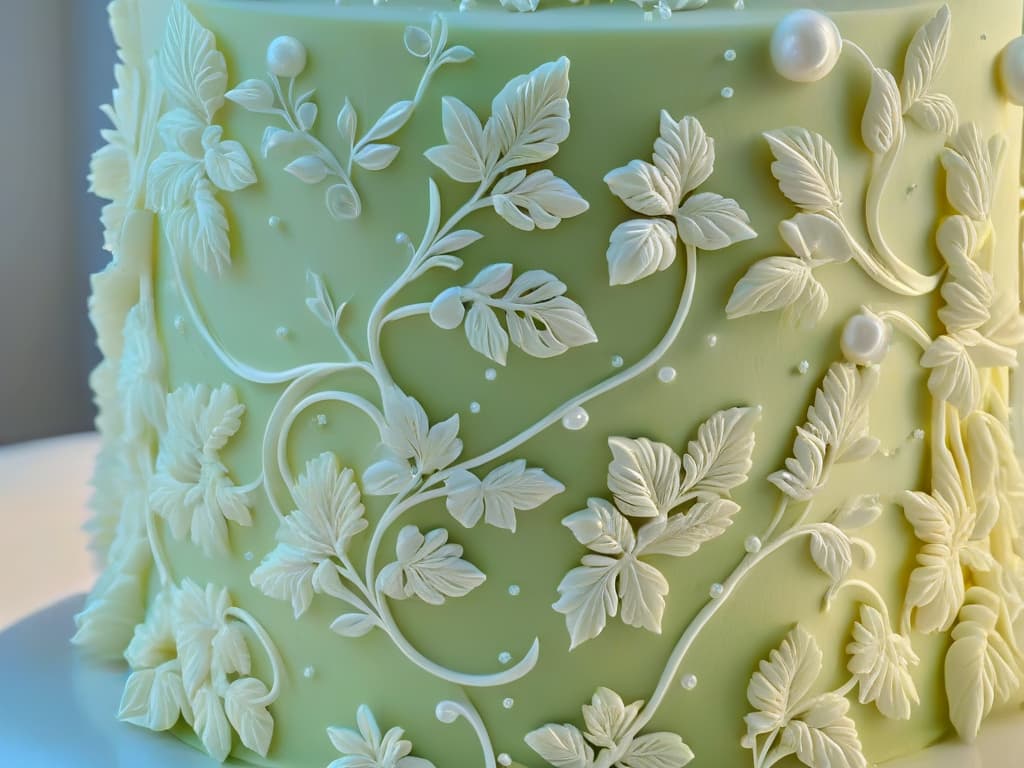  A highresolution closeup image of a delicate, intricately designed sugar sculpture, showcasing the fine details and craftsmanship reminiscent of Renaissance art. The sculpture features ornate patterns and motifs commonly found in Renaissance architecture and paintings, all delicately crafted with precision. The image exudes elegance and sophistication, highlighting the influence of the Renaissance era on modern pastry art in a visually striking and minimalistic style. hyperrealistic, full body, detailed clothing, highly detailed, cinematic lighting, stunningly beautiful, intricate, sharp focus, f/1. 8, 85mm, (centered image composition), (professionally color graded), ((bright soft diffused light)), volumetric fog, trending on instagram, trending on tumblr, HDR 4K, 8K