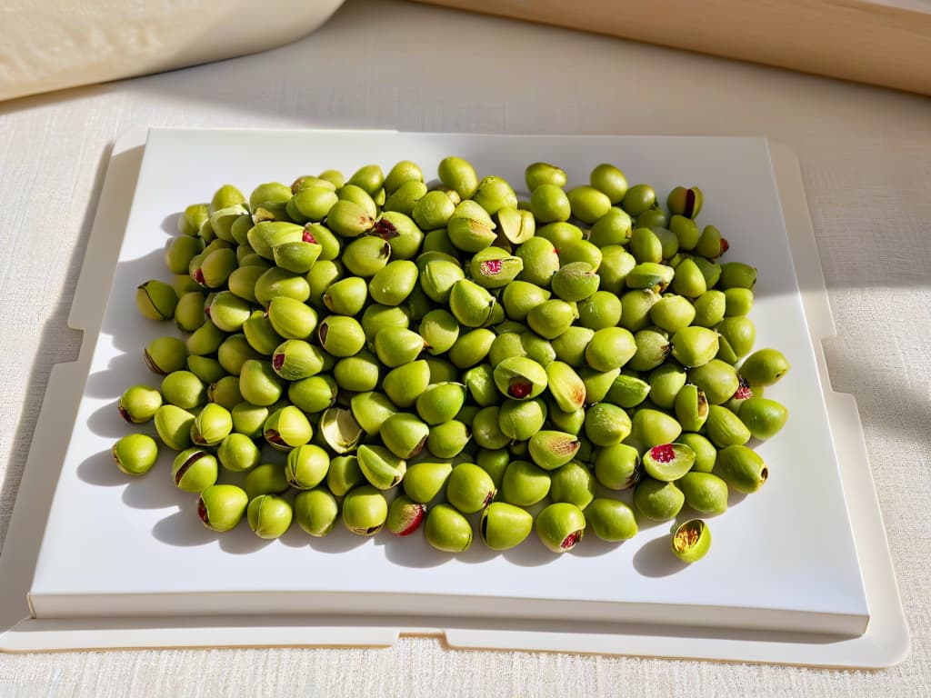  A highresolution, ultradetailed image of a perfectly arranged row of vibrant green pistachios next to plump, ripe red raspberries on a sleek, modern marble kitchen countertop. The pistachios are meticulously shelled, showcasing their emerald hue, while the raspberries glisten with freshness, capturing every tiny seed and delicate hairlike texture. The soft natural light creates a subtle play of shadows, enhancing the minimalistic elegance of the composition. hyperrealistic, full body, detailed clothing, highly detailed, cinematic lighting, stunningly beautiful, intricate, sharp focus, f/1. 8, 85mm, (centered image composition), (professionally color graded), ((bright soft diffused light)), volumetric fog, trending on instagram, trending on tumblr, HDR 4K, 8K