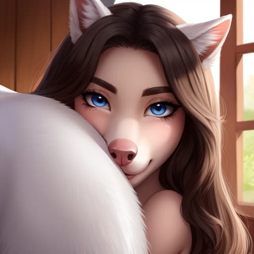  Cute wolf girl rimming feral horse, open eyes, digital art, masterpiece, 4k, fine details,