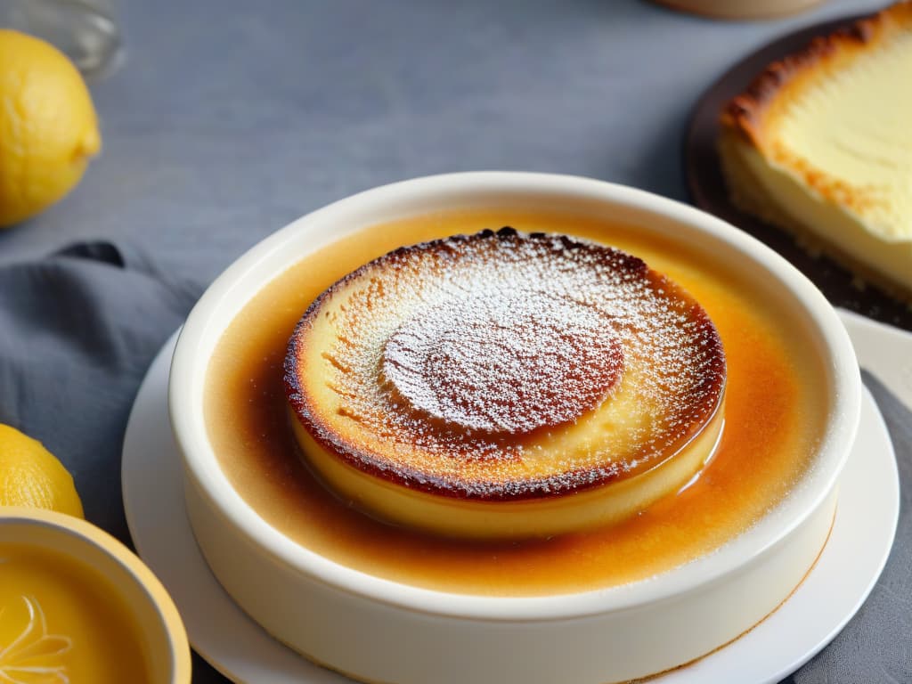  A closeup, ultradetailed image of a perfectly caramelized crème brûlée, showcasing the goldenbrown sugar crust delicately cracking under the touch of a spoon. The rich, creamy custard underneath is visible in exquisite detail, with tiny vanilla bean specks scattered throughout, glistening under a soft, warm light. hyperrealistic, full body, detailed clothing, highly detailed, cinematic lighting, stunningly beautiful, intricate, sharp focus, f/1. 8, 85mm, (centered image composition), (professionally color graded), ((bright soft diffused light)), volumetric fog, trending on instagram, trending on tumblr, HDR 4K, 8K