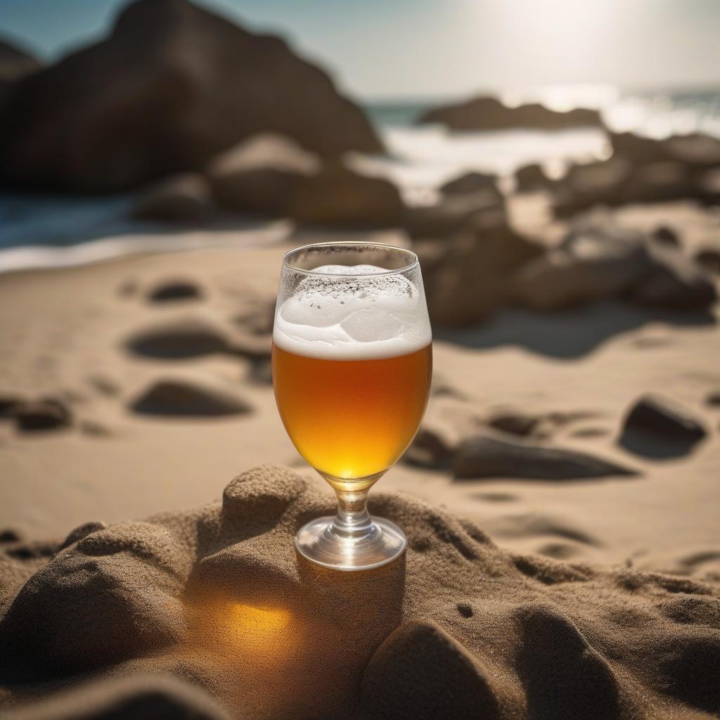  cinematic film still People at the beach relax drinking beer from a glass on a hot day. . shallow depth of field, vignette, highly detailed, high budget, bokeh, cinemascope, moody, epic, gorgeous, film grain, grainy hyperrealistic, full body, detailed clothing, highly detailed, cinematic lighting, stunningly beautiful, intricate, sharp focus, f/1. 8, 85mm, (centered image composition), (professionally color graded), ((bright soft diffused light)), volumetric fog, trending on instagram, trending on tumblr, HDR 4K, 8K