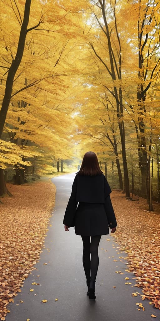  girl-walking, back, autumn