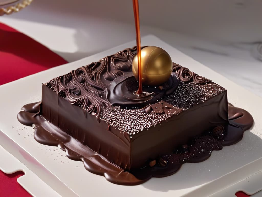  A closeup, ultrahigh resolution image of a hand elegantly drizzling melted dark chocolate over a marble surface, capturing the glossy texture and intricate patterns forming as the chocolate cools and solidifies into a smooth, shiny tablet. The contrast between the rich darkness of the chocolate and the pristine white of the marble creates a visually striking and minimalistic composition, emphasizing the artistry and craftsmanship of creating handmade chocolate tablets. hyperrealistic, full body, detailed clothing, highly detailed, cinematic lighting, stunningly beautiful, intricate, sharp focus, f/1. 8, 85mm, (centered image composition), (professionally color graded), ((bright soft diffused light)), volumetric fog, trending on instagram, trending on tumblr, HDR 4K, 8K