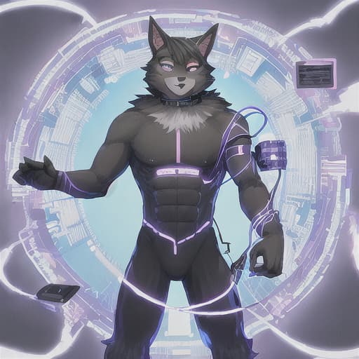  furry with eletric wires around his