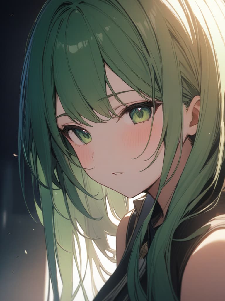  Green hair character fluttering, masterpiece, best quality,8k,ultra detailed,high resolution,an extremely delicate and beautiful,hyper detail