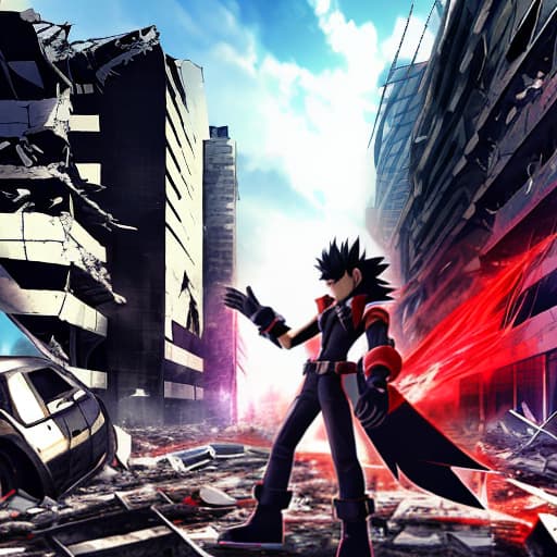  shadow the hedgehog in a destroyed city