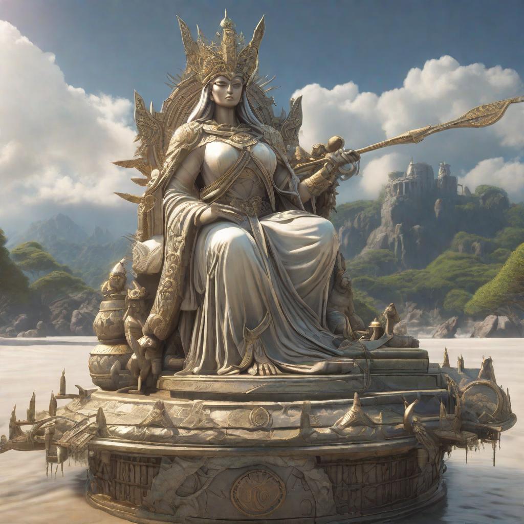  Statue de veille d'amme , anime concept art by Hayao Miyazaki, featured on pixiv, fantasy art, concept art, official art, high detailed hyperrealistic, full body, detailed clothing, highly detailed, cinematic lighting, stunningly beautiful, intricate, sharp focus, f/1. 8, 85mm, (centered image composition), (professionally color graded), ((bright soft diffused light)), volumetric fog, trending on instagram, trending on tumblr, HDR 4K, 8K