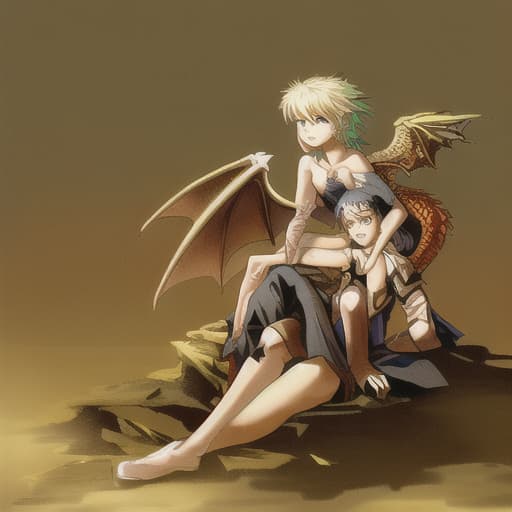  dragon sit on angel's shoulder