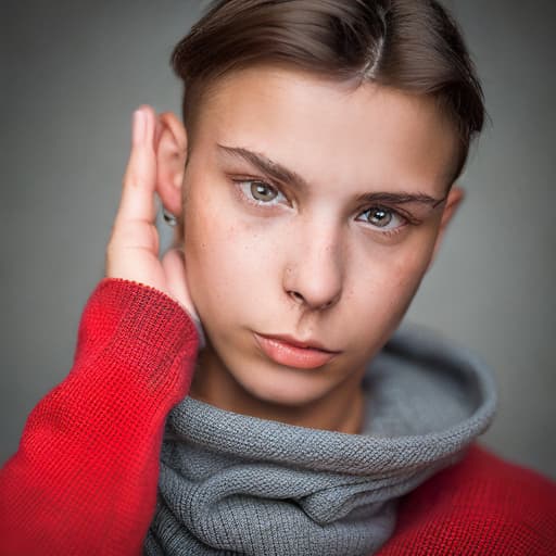 portrait+ style czech queer twink brunette female face