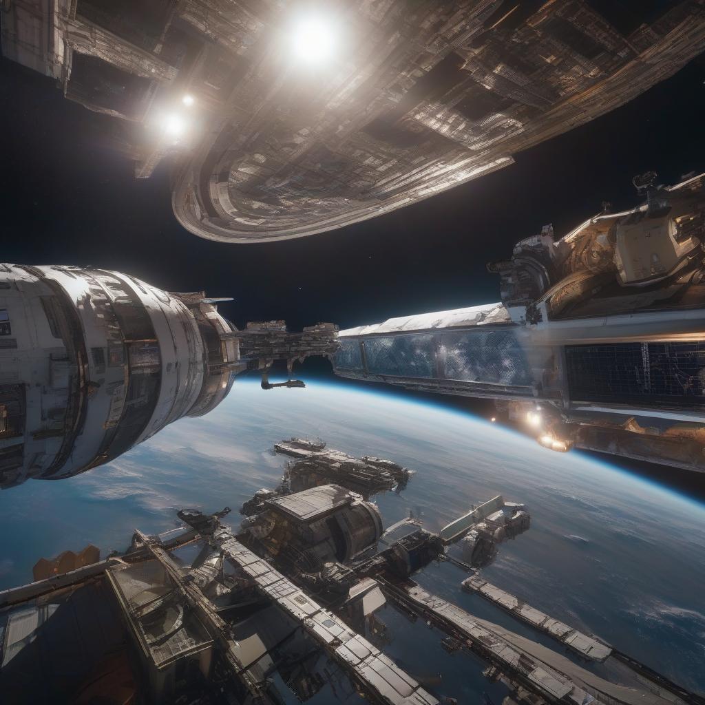  Space station in Saturn's orbit hyperrealistic, full body, detailed clothing, highly detailed, cinematic lighting, stunningly beautiful, intricate, sharp focus, f/1. 8, 85mm, (centered image composition), (professionally color graded), ((bright soft diffused light)), volumetric fog, trending on instagram, trending on tumblr, HDR 4K, 8K