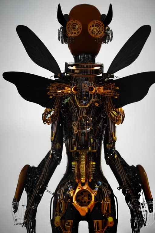 lnkdn photography Steampunk cybernetic biomechanical hornet with wings, 3 d model, very coherent symmetrical artwork