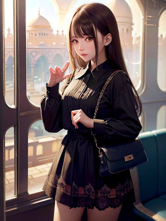  master piece, best quality, ultra detailed, highres, 4k.8k, High school girl, Standing in the train, Serious, BREAK Crowded train journey, Train compartment, Strap handles, school bag, smartphone, train seats, BREAK Busy and congested, Motion blur, artificial lighting, 1001ArabianNights,crystallineAI,night sky