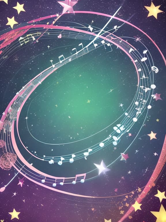  Musical notes and sparkling stars and gems wallpaper