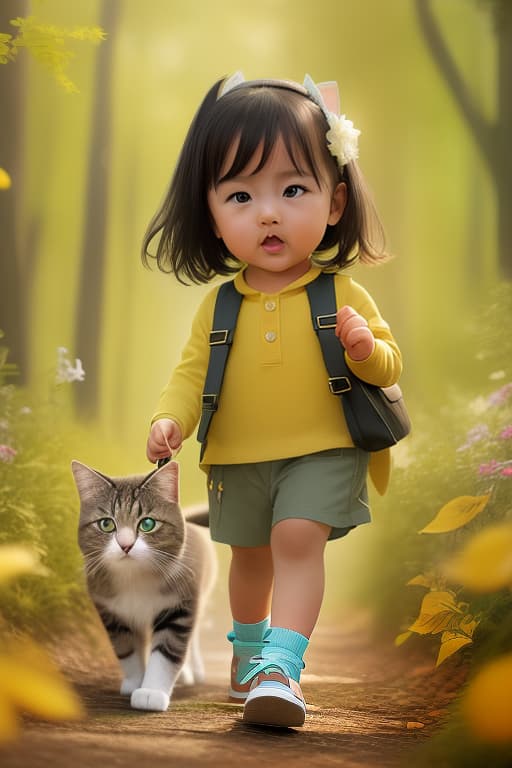  little girl with cat, hyperrealistic, high quality, highly detailed, cinematic lighting, intricate, sharp focus, f/1. 8, 85mm, (centered image composition), (professionally color graded), ((bright soft diffused light)), volumetric fog, trending on instagram, HDR 4K, 8K