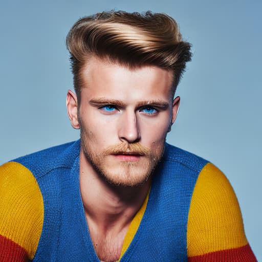 portrait+ style Russian queer superdez blonde hunk dude face