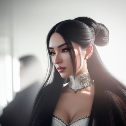  A girl with long black hair in the back hyperrealistic, full body, detailed clothing, highly detailed, cinematic lighting, stunningly beautiful, intricate, sharp focus, f/1. 8, 85mm, (centered image composition), (professionally color graded), ((bright soft diffused light)), volumetric fog, trending on instagram, trending on tumblr, HDR 4K, 8K