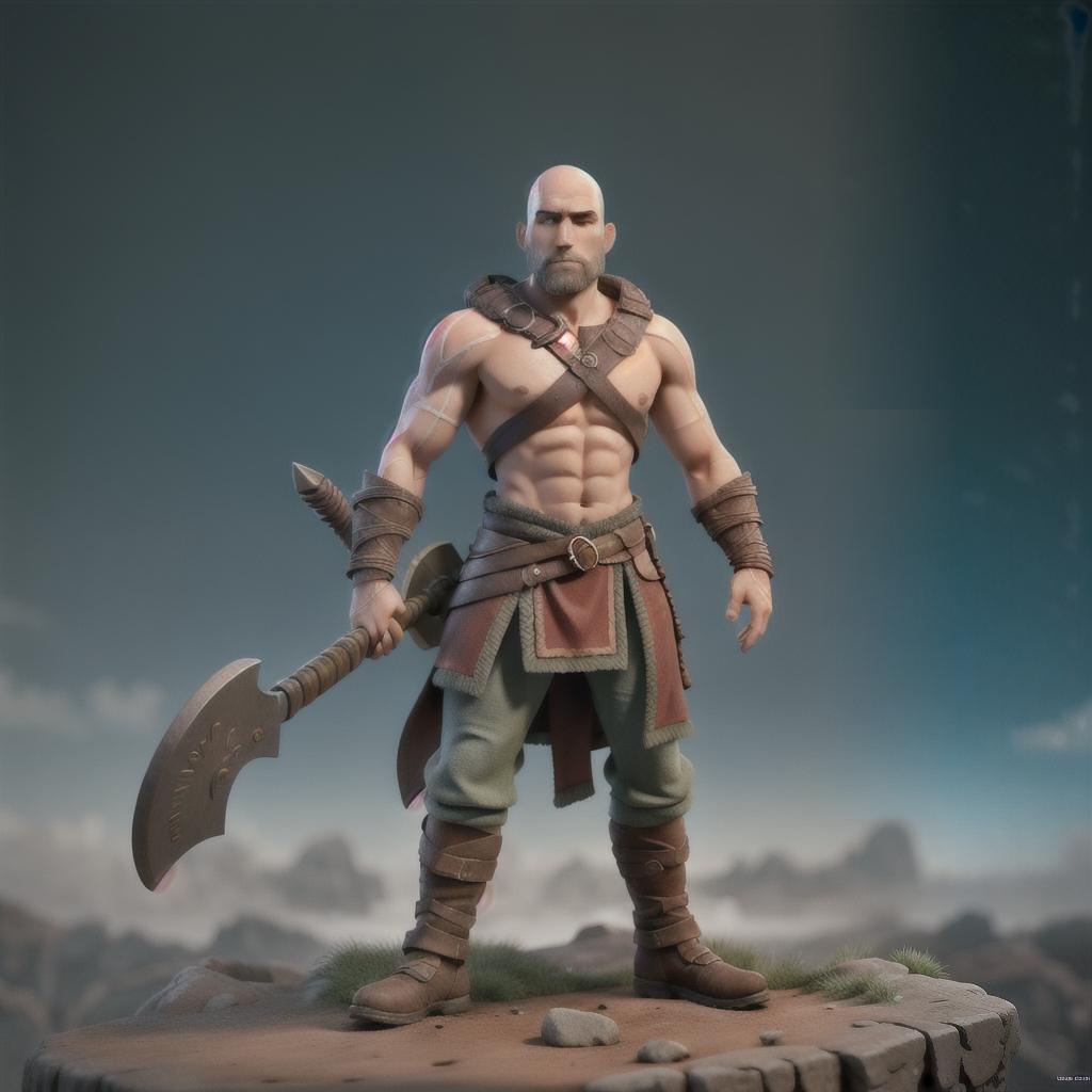  God of war hyperrealistic, full body, detailed clothing, highly detailed, cinematic lighting, stunningly beautiful, intricate, sharp focus, f/1. 8, 85mm, (centered image composition), (professionally color graded), ((bright soft diffused light)), volumetric fog, trending on instagram, trending on tumblr, HDR 4K, 8K