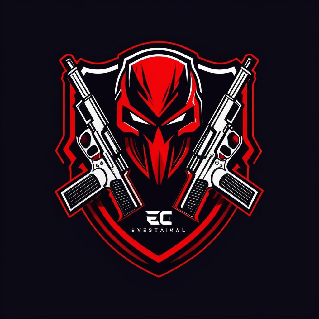  Logo, Esports logo, guns theme, black and red color