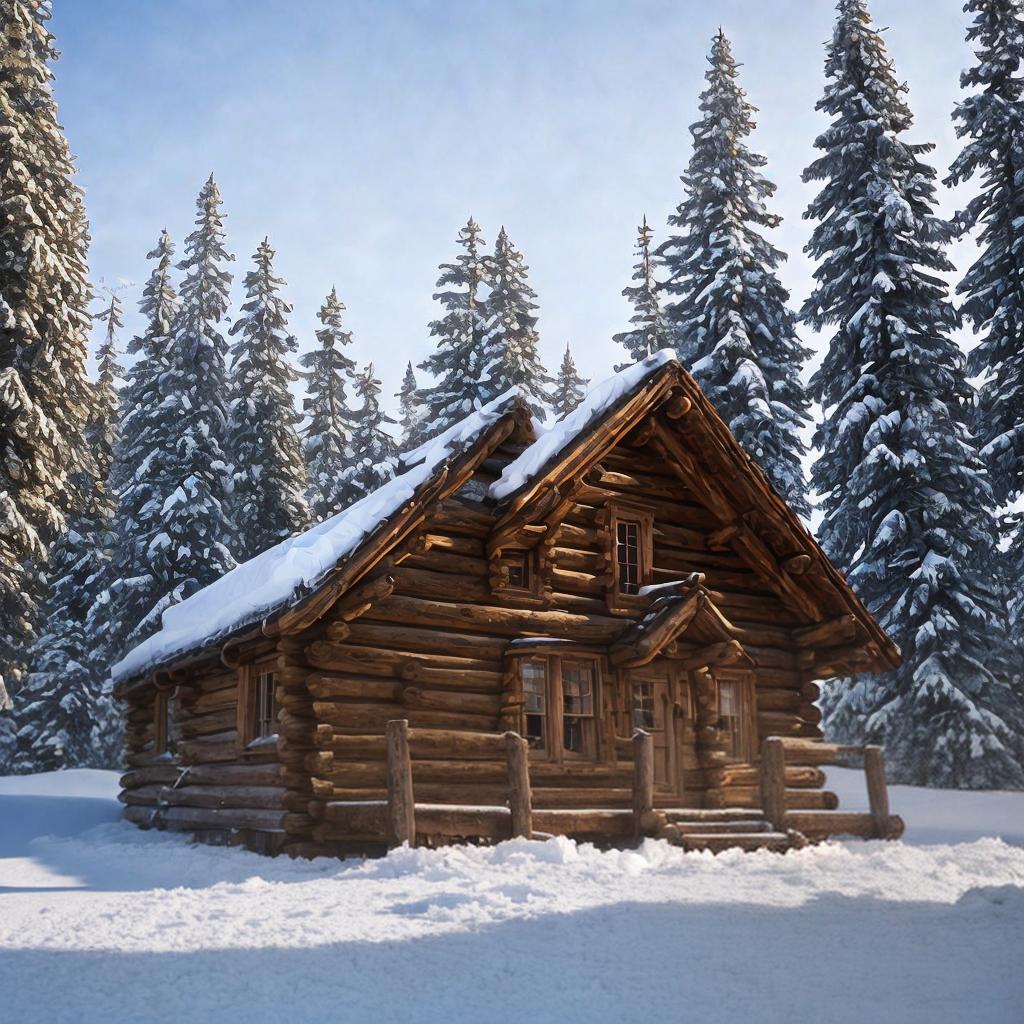  log cabin surrounded by snow hyperrealistic, full body, detailed clothing, highly detailed, cinematic lighting, stunningly beautiful, intricate, sharp focus, f/1. 8, 85mm, (centered image composition), (professionally color graded), ((bright soft diffused light)), volumetric fog, trending on instagram, trending on tumblr, HDR 4K, 8K