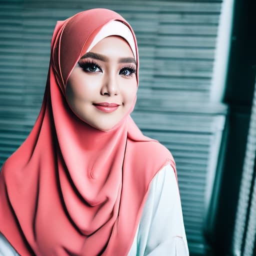 portrait+ style wanita Indonesia yang cantik berkulit putih memakai jilbab