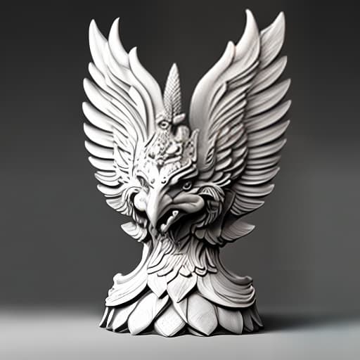 mdjrny-v4 style Garuda realistis Wood statue 3d