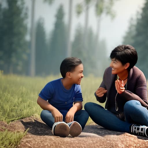 redshift style a mother discussing with her son about healthy and unhealthy food hyperrealistic, full body, detailed clothing, highly detailed, cinematic lighting, stunningly beautiful, intricate, sharp focus, f/1. 8, 85mm, (centered image composition), (professionally color graded), ((bright soft diffused light)), volumetric fog, trending on instagram, trending on tumblr, HDR 4K, 8K