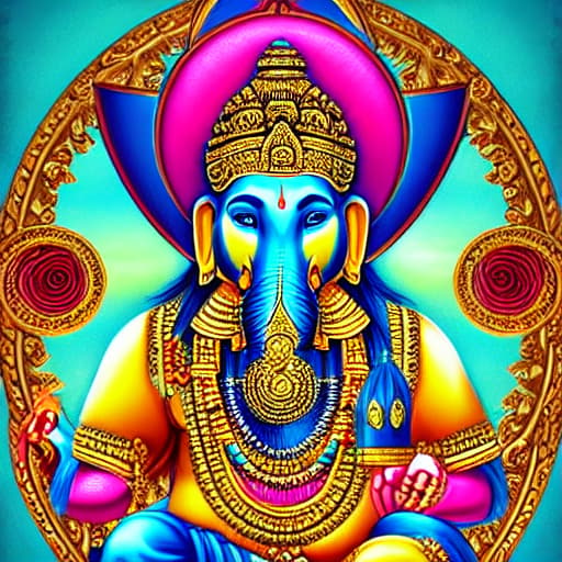  ganesh god hyperrealistic, full body, detailed clothing, highly detailed, cinematic lighting, stunningly beautiful, intricate, sharp focus, f/1. 8, 85mm, (centered image composition), (professionally color graded), ((bright soft diffused light)), volumetric fog, trending on instagram, trending on tumblr, HDR 4K, 8K