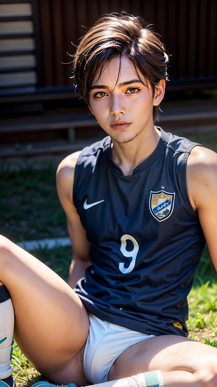  ultra high res, (photorealistic:1.4), raw photo, (realistic face), realistic eyes, (realistic skin), <lora:XXMix9_v20LoRa:0.8>, handsome, (male:2), (man:1.5), (soccer players:1.2), (short hair:1.2), (pompadour:1.4), (white briefs:1.3), (sleeveless:1.2), spike shoes, (soccer shin guards:1.3), young, sitting posture, (spread legs:1.1), real skin, (sexy posing:1.3), hot guy, (muscular:1.3), (naked:1.1), (bulge:1.1), trained calves, thigh, realistic, lifelike, high quality, photos taken with a single-lens reflex camera, (looking at the camera:1.2)