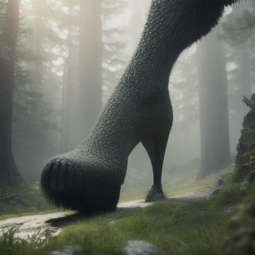  big foot hyperrealistic, full body, detailed clothing, highly detailed, cinematic lighting, stunningly beautiful, intricate, sharp focus, f/1. 8, 85mm, (centered image composition), (professionally color graded), ((bright soft diffused light)), volumetric fog, trending on instagram, trending on tumblr, HDR 4K, 8K
