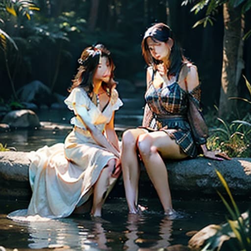  best quality, masterpiece, ultra high res, photorealistic, two girls sharing a fish hyperrealistic, full body, detailed clothing, highly detailed, cinematic lighting, stunningly beautiful, intricate, sharp focus, f/1. 8, 85mm, (centered image composition), (professionally color graded), ((bright soft diffused light)), volumetric fog, trending on instagram, trending on tumblr, HDR 4K, 8K