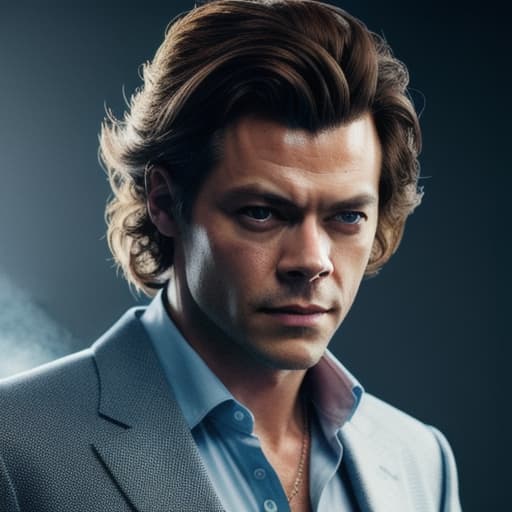   old, , handsome,  Harry Styles-like, blue eyes,  hyperrealistic, full body, detailed clothing, highly detailed, cinematic lighting, stunningly beautiful, intricate, sharp focus, f/1. 8, 85mm, (centered image composition), (professionally color graded), ((bright soft diffused light)), volumetric fog, trending on instagram, trending on tumblr, HDR 4K, 8K