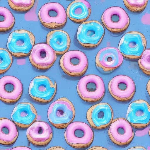  Sweet donut in blue and pink glaze