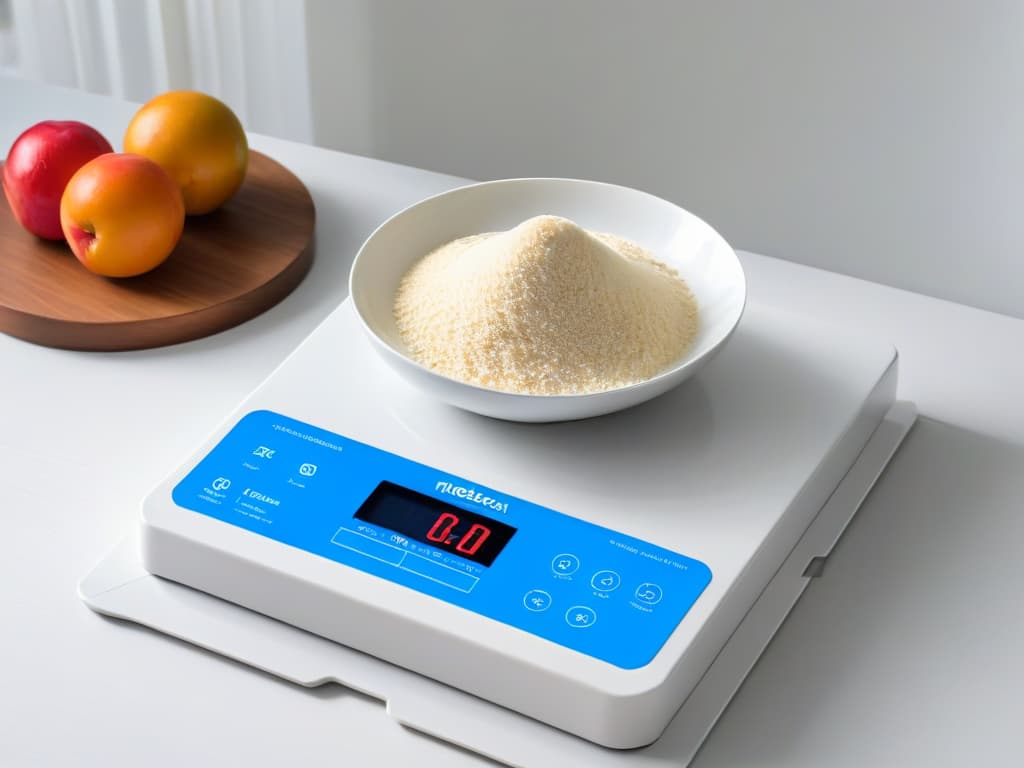  A closeup, highresolution image of a precision digital kitchen scale displaying a perfectly measured quantity of flour in grams, with a sleek and modern design that exudes professionalism. hyperrealistic, full body, detailed clothing, highly detailed, cinematic lighting, stunningly beautiful, intricate, sharp focus, f/1. 8, 85mm, (centered image composition), (professionally color graded), ((bright soft diffused light)), volumetric fog, trending on instagram, trending on tumblr, HDR 4K, 8K