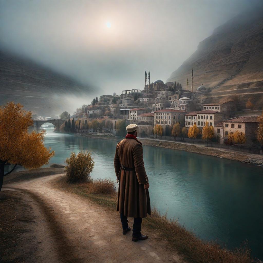  Halfeti Turkey hyperrealistic, full body, detailed clothing, highly detailed, cinematic lighting, stunningly beautiful, intricate, sharp focus, f/1. 8, 85mm, (centered image composition), (professionally color graded), ((bright soft diffused light)), volumetric fog, trending on instagram, trending on tumblr, HDR 4K, 8K