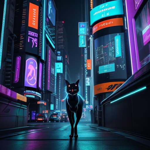  masterpiece, best quality, a scene featuring a bionic cat navigating a neon-lit cityscape, blending seamlessly with the cyber-enhanced environments , masterpiece, best quality, a scene featuring a bionic cat navigating a neon-lit cityscape, blending seamlessly with the cyber-enhanced environments , masterpiece, best quality, a scene featuring a bionic cat navigating a neon-lit cityscape, blending seamlessly with the cyber-enhanced environments , hyperrealistic, full body, detailed clothing, highly detailed, cinematic lighting, stunningly beautiful, intricate, sharp focus, f/1. 8, 85mm, (centered image composition), (professionally color graded), ((bright soft diffused light)), volumetric fog, trending on instagram, trending on tumblr, HDR 4K, 8K