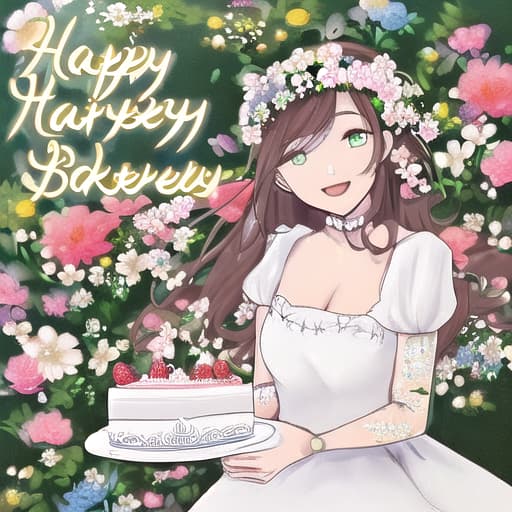  happy flowers and cake