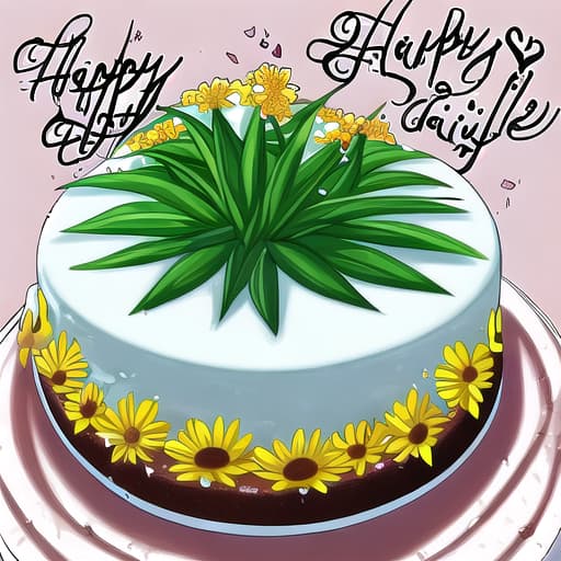  happy flowers and cake