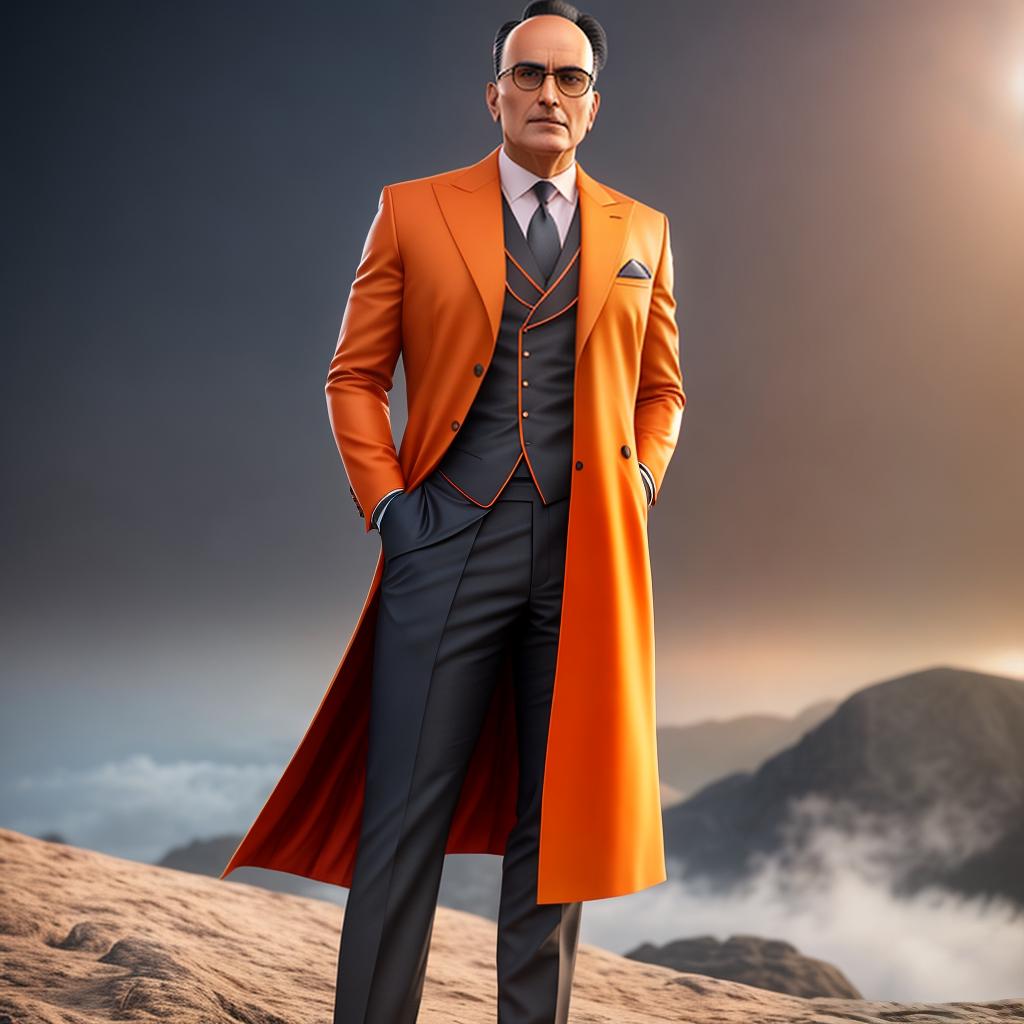  comic style image of vd Savarkar hyperrealistic, full body, detailed clothing, highly detailed, cinematic lighting, stunningly beautiful, intricate, sharp focus, f/1. 8, 85mm, (centered image composition), (professionally color graded), ((bright soft diffused light)), volumetric fog, trending on instagram, trending on tumblr, HDR 4K, 8K