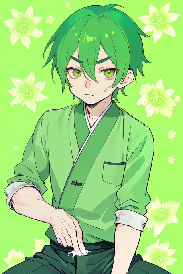  Green hair handsome, Takebayashi tei, a true expression