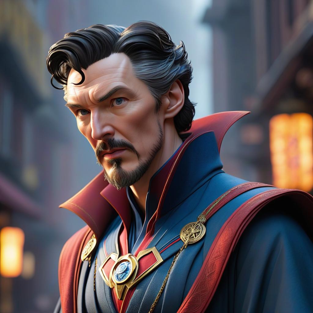  Dr. Stephen Strange, runs. Loud laughter. hyperrealistic, full body, detailed clothing, highly detailed, cinematic lighting, stunningly beautiful, intricate, sharp focus, f/1. 8, 85mm, (centered image composition), (professionally color graded), ((bright soft diffused light)), volumetric fog, trending on instagram, trending on tumblr, HDR 4K, 8K